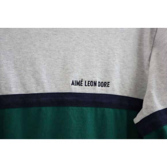 Aimé Leon Dore Men's Sz M Gray Heather Multi Stripe ALD Logo L/S Tee Shirt - Picture 4 of 9